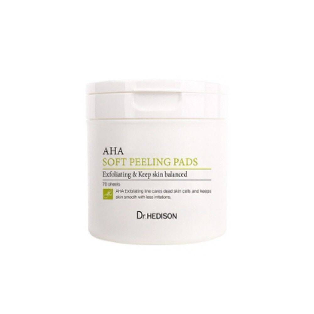 Dr.HEDISON AHA Soft Peeling Pads 70 Pads K-Beauty Daily Exfoliating Pad Pore Clarifying Dead Skin Cell Care Toner Pad _ Made in Korea